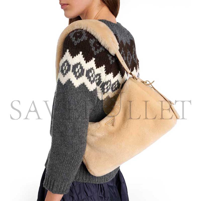 PRADA AIMÉE MEDIUM SHEARLING SHOULDER BAG 1BC229 (31*18*10cm) 